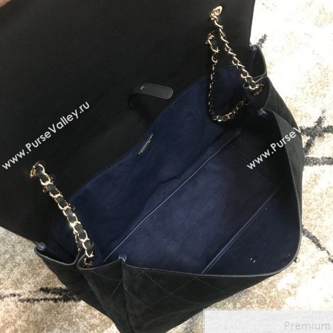Chanel x Pharrell Oversize Suede Flap Bag Black 2019 (JDH-9043002)