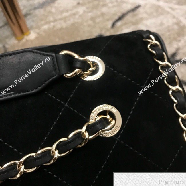 Chanel x Pharrell Oversize Suede Flap Bag Black 2019 (JDH-9043002)