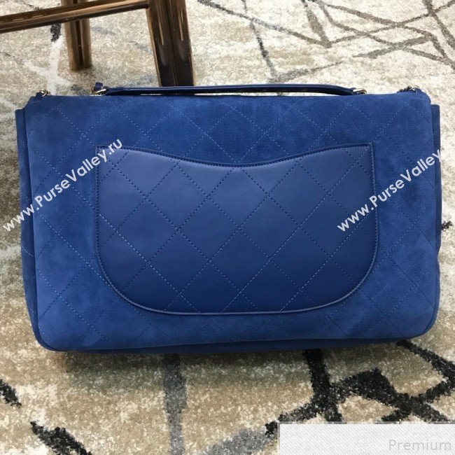 Chanel x Pharrell Oversize Suede Flap Bag Blue 2019 (JDH-9043003)