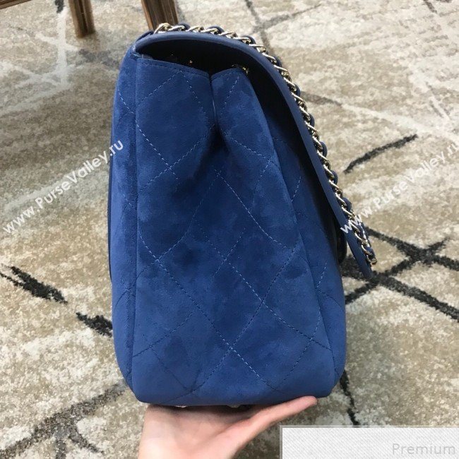 Chanel x Pharrell Oversize Suede Flap Bag Blue 2019 (JDH-9043003)