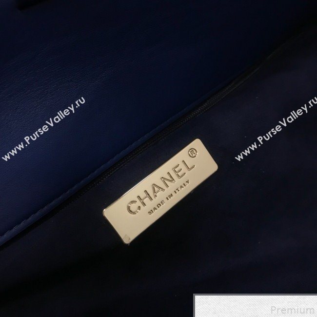Chanel x Pharrell Oversize Suede Flap Bag Blue 2019 (JDH-9043003)
