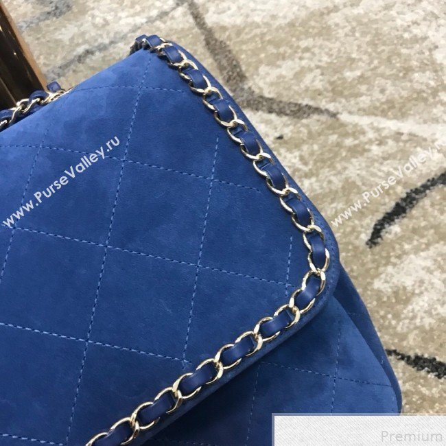 Chanel x Pharrell Oversize Suede Flap Bag Blue 2019 (JDH-9043003)