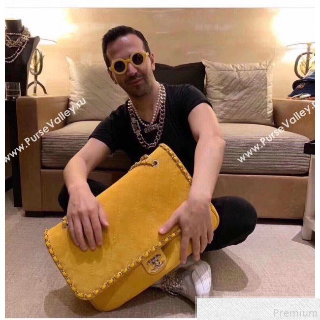 Chanel x Pharrell Oversize Suede Flap Bag Yellow 2019 (JDH-9043001)