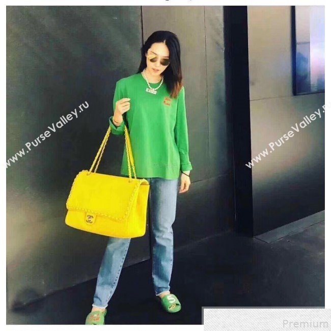 Chanel x Pharrell Oversize Suede Flap Bag Yellow 2019 (JDH-9043001)