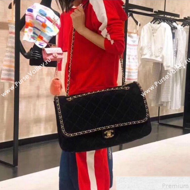 Chanel x Pharrell Oversize Suede Flap Bag Black 2019 (JDH-9043002)