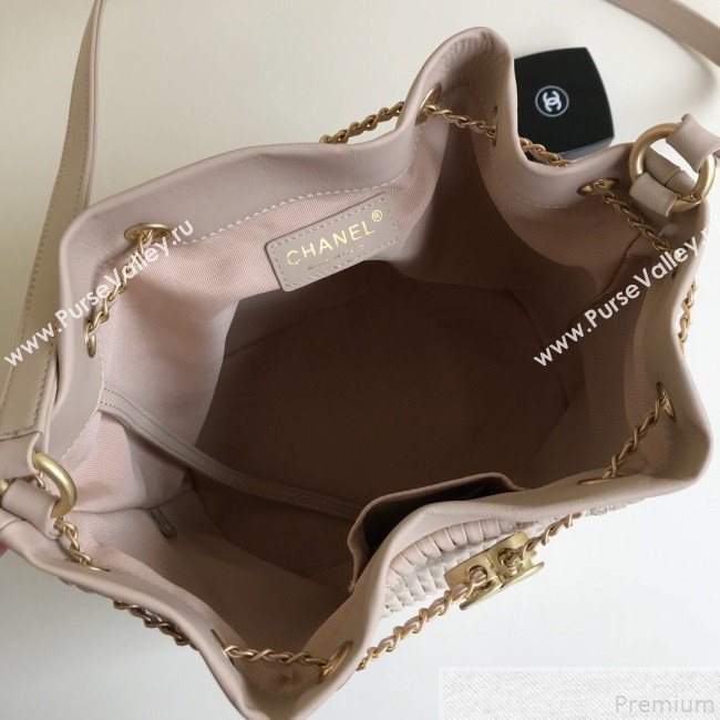 Chanel Chevron Pleated Bucket Bag Light Gray 2019 (YD-9043011)
