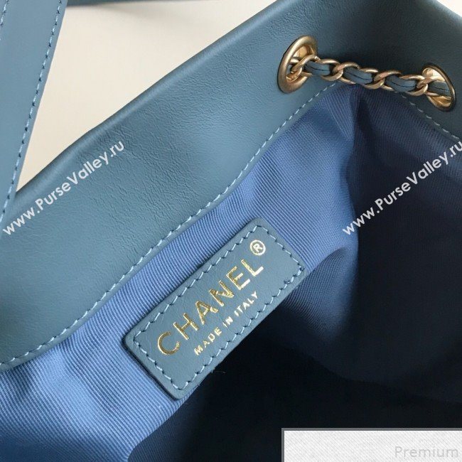 Chanel Chevron Pleated Bucket Bag Blue 2019 (YD-9043012)