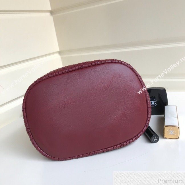 Chanel Chevron Pleated Bucket Bag Burgundy 2019 (YD-9043013)