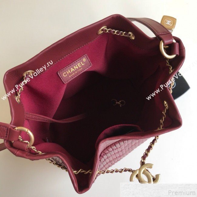 Chanel Chevron Pleated Bucket Bag Burgundy 2019 (YD-9043013)