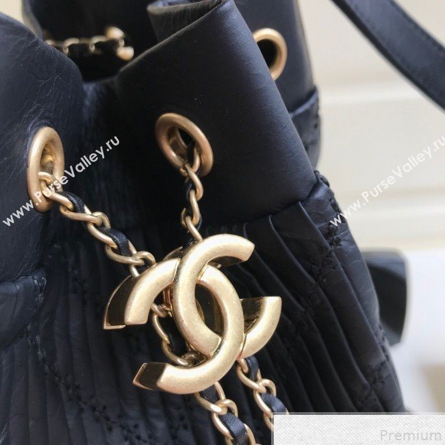 Chanel Chevron Pleated Bucket Bag Black 2019 (YD-9043014)