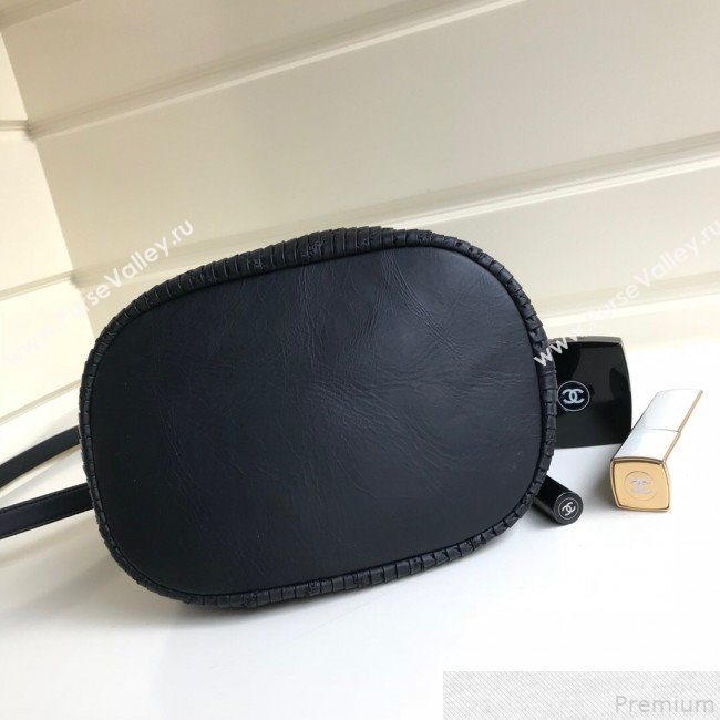 Chanel Chevron Pleated Bucket Bag Black 2019 (YD-9043014)
