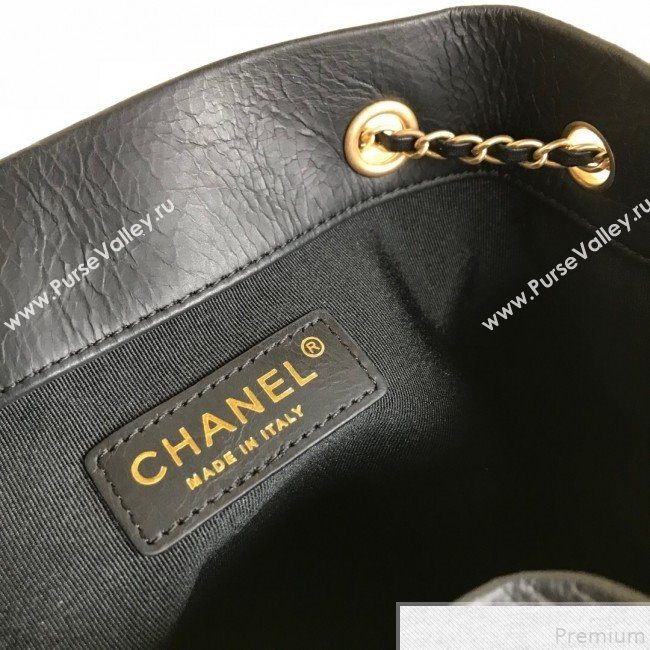Chanel Chevron Pleated Bucket Bag Black 2019 (YD-9043014)