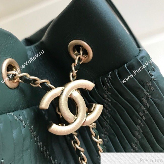 Chanel Chevron Pleated Bucket Bag Green 2019 (YD-9043015)