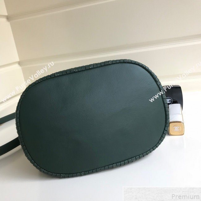 Chanel Chevron Pleated Bucket Bag Green 2019 (YD-9043015)