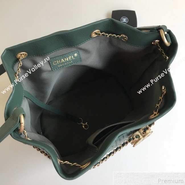 Chanel Chevron Pleated Bucket Bag Green 2019 (YD-9043015)