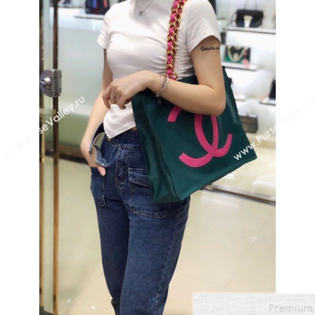 Chanel CC Chain Tote Shopping Bag Peacock Blue 2018 (SMJD-9043016)