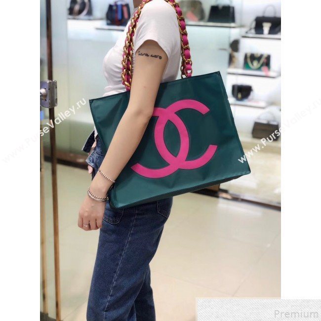 Chanel CC Chain Tote Shopping Bag Peacock Blue 2018 (SMJD-9043016)