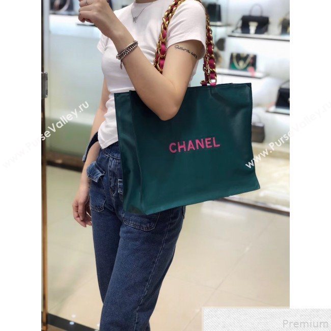 Chanel CC Chain Tote Shopping Bag Peacock Blue 2018 (SMJD-9043016)