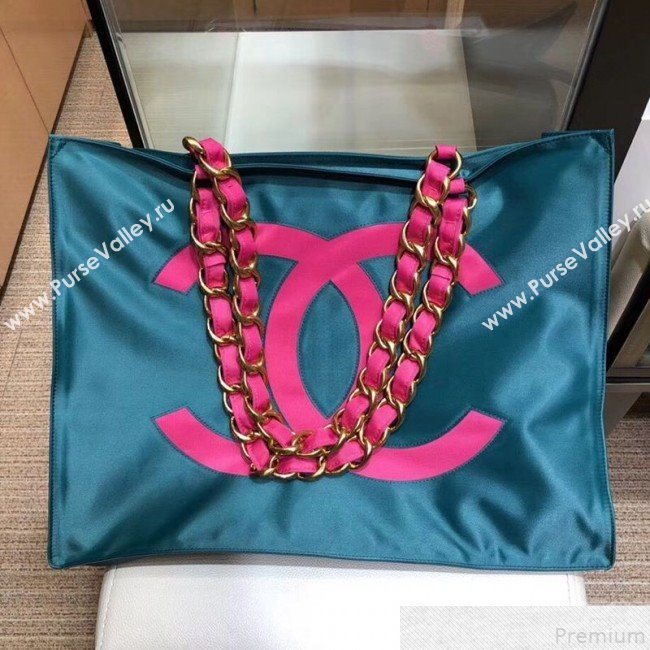 Chanel CC Chain Tote Shopping Bag Peacock Blue 2018 (SMJD-9043016)
