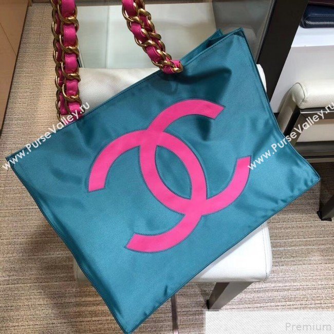 Chanel CC Chain Tote Shopping Bag Peacock Blue 2018 (SMJD-9043016)