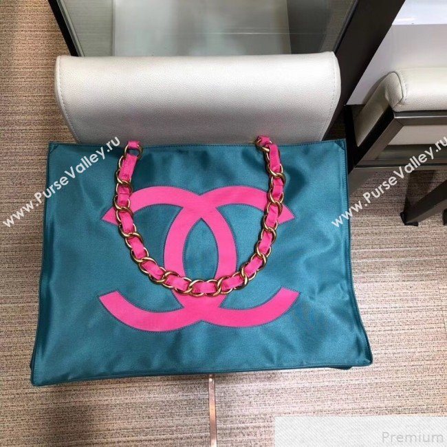 Chanel CC Chain Tote Shopping Bag Peacock Blue 2018 (SMJD-9043016)