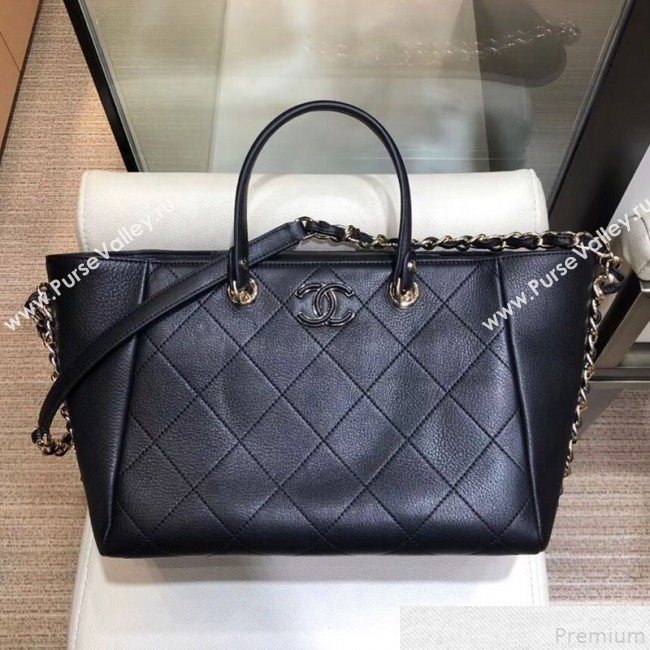 Chanel Quilted CC Logo Shopping Tote Bag Black 2019 (SMJD-9043018)