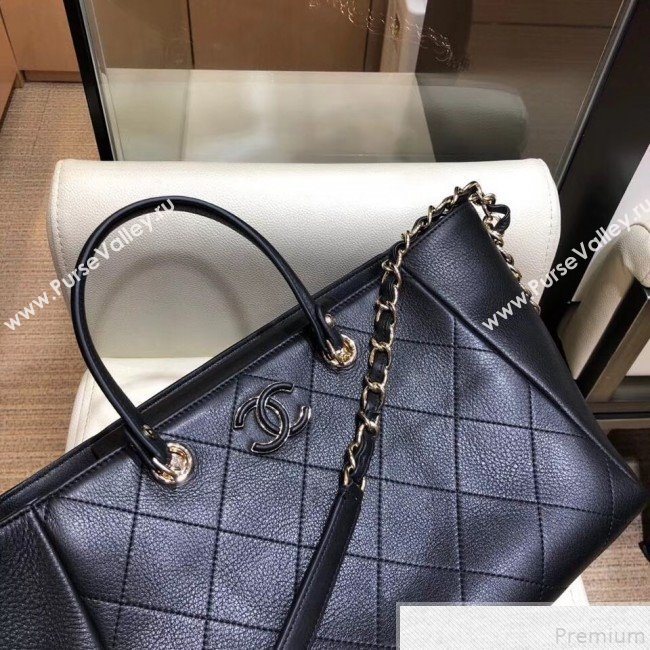 Chanel Quilted CC Logo Shopping Tote Bag Black 2019 (SMJD-9043018)