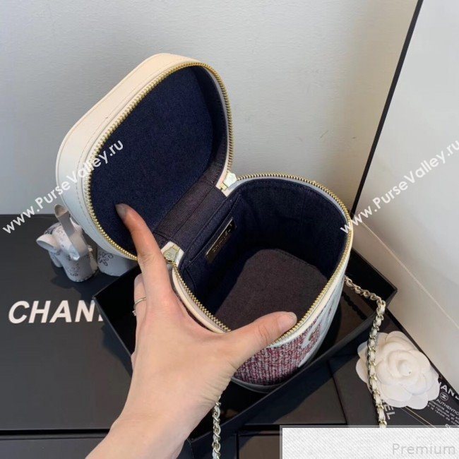 Chanel Tweed CC Logo Vanity Case Bucket Bag AS0323 White/Red 2019 (FM-9043020)