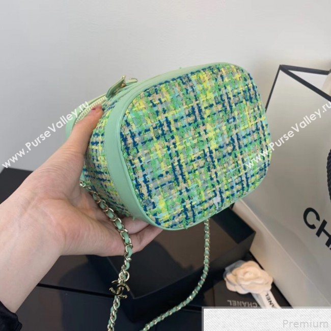 Chanel Tweed CC Logo Vanity Case Bucket Bag AS0323 Green 2019 (FM-9043021)