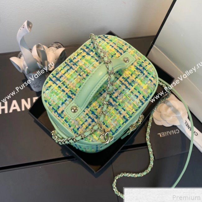 Chanel Tweed CC Logo Vanity Case Bucket Bag AS0323 Green 2019 (FM-9043021)