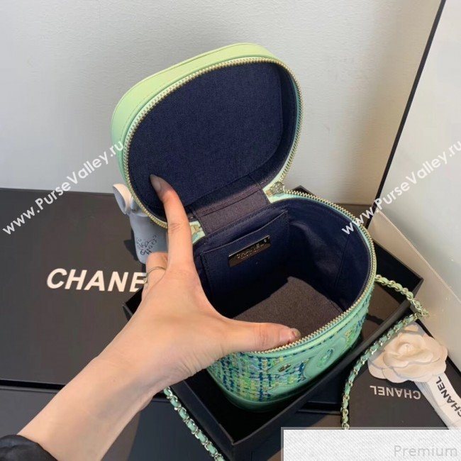 Chanel Tweed CC Logo Vanity Case Bucket Bag AS0323 Green 2019 (FM-9043021)