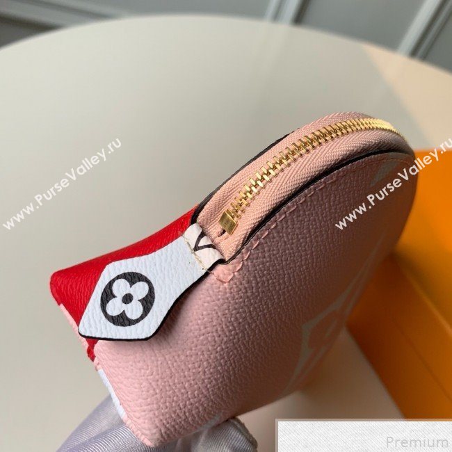 Louis Vuitton Giant Monogram Canvas Pochette Cosmetic Pouch M67694 Red/Pink 2019 (FANG-9043027)