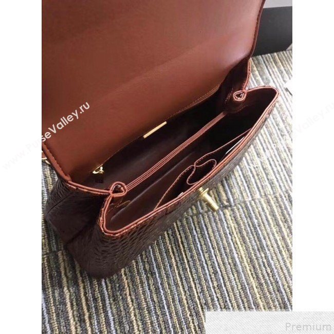 Chanel Crocodile Embossed Leather Flap Top Handle Bag A93050 Cofffee 2019 (XINX-9050902)
