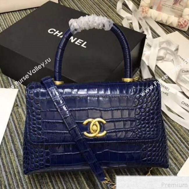 Chanel Crocodile Embossed Leather Flap Top Handle Bag A93050 Blue 2019 (XINX-9050904)