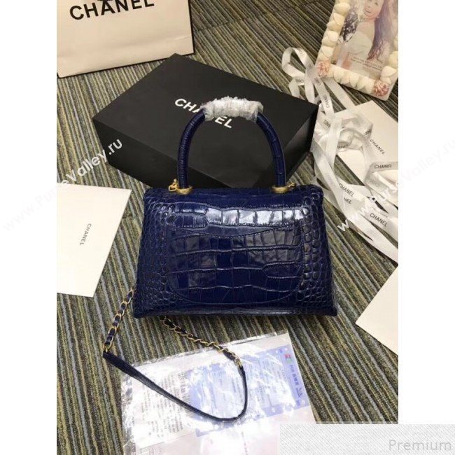 Chanel Crocodile Embossed Leather Flap Top Handle Bag A93050 Blue 2019 (XINX-9050904)