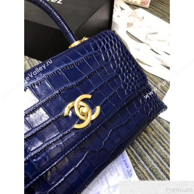 Chanel Crocodile Embossed Leather Flap Top Handle Bag A93050 Blue 2019 (XINX-9050904)