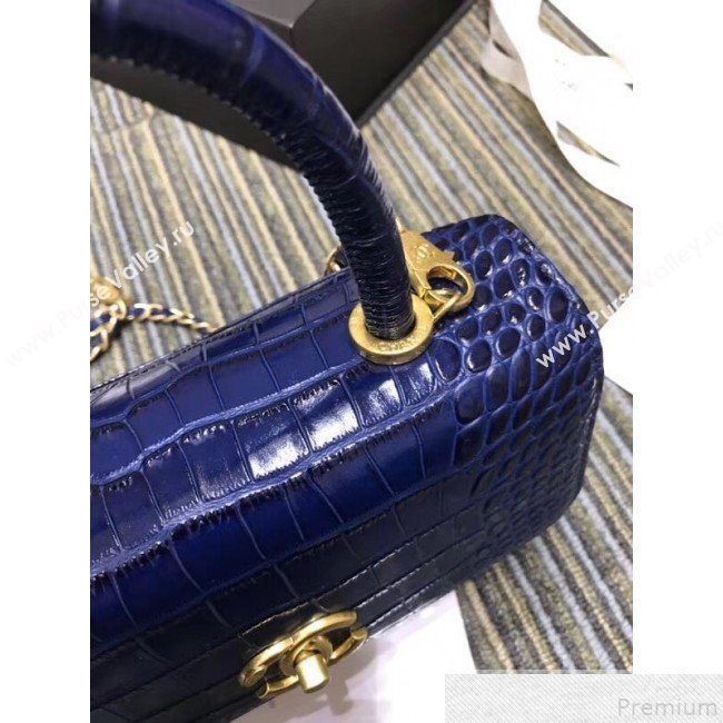 Chanel Crocodile Embossed Leather Flap Top Handle Bag A93050 Blue 2019 (XINX-9050904)