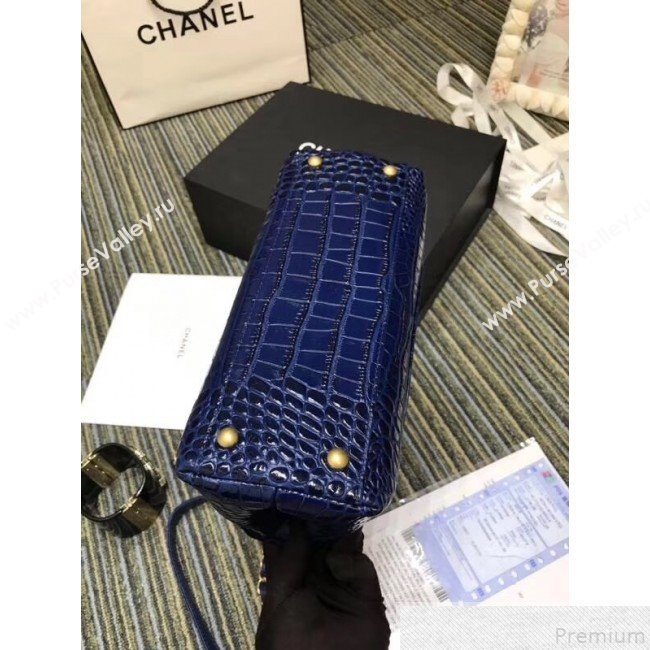 Chanel Crocodile Embossed Leather Flap Top Handle Bag A93050 Blue 2019 (XINX-9050904)
