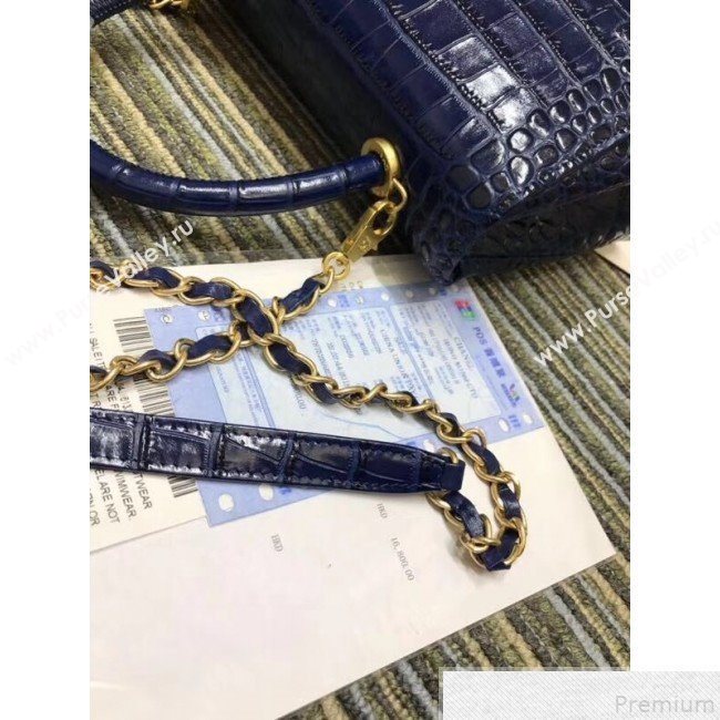 Chanel Crocodile Embossed Leather Flap Top Handle Bag A93050 Blue 2019 (XINX-9050904)