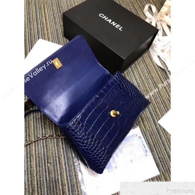 Chanel Crocodile Embossed Leather Flap Top Handle Bag A93050 Blue 2019 (XINX-9050904)