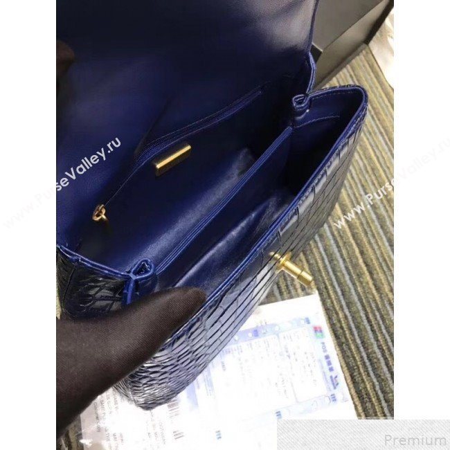 Chanel Crocodile Embossed Leather Flap Top Handle Bag A93050 Blue 2019 (XINX-9050904)