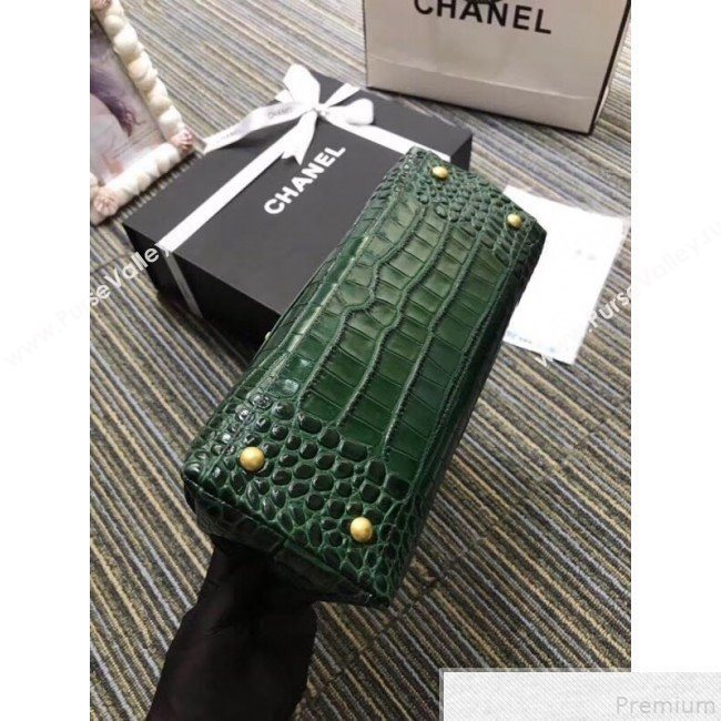 Chanel Crocodile Embossed Leather Flap Top Handle Bag A93050 Green 2019 (XINX-9050905)
