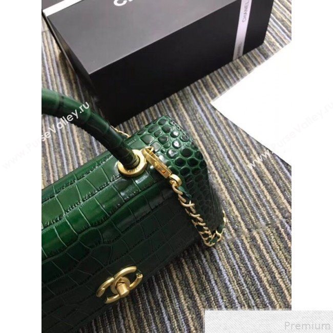 Chanel Crocodile Embossed Leather Flap Top Handle Bag A93050 Green 2019 (XINX-9050905)