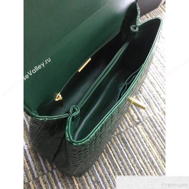 Chanel Crocodile Embossed Leather Flap Top Handle Bag A93050 Green 2019 (XINX-9050905)