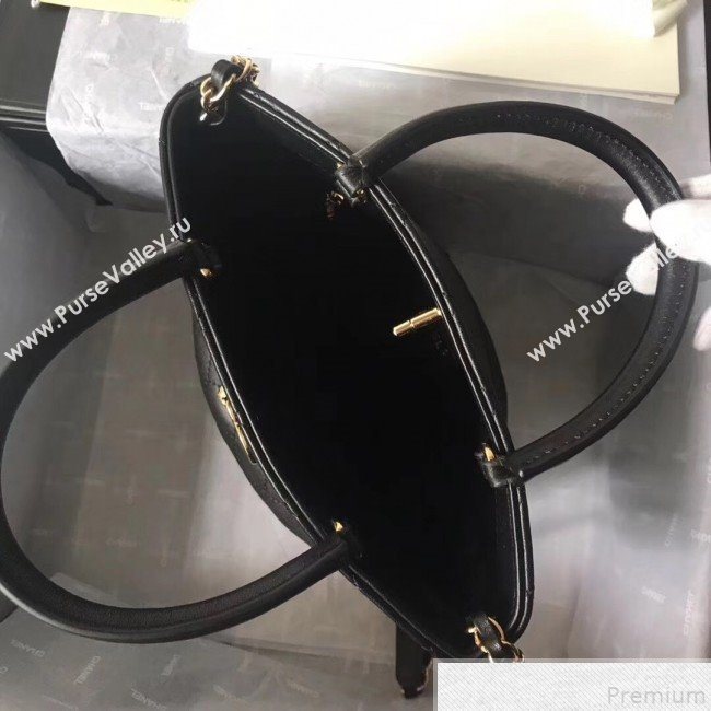 Chanel Quilted Calfskin Pleated Bucket Shopping Bag Black 2019 (FENGH-9050909)