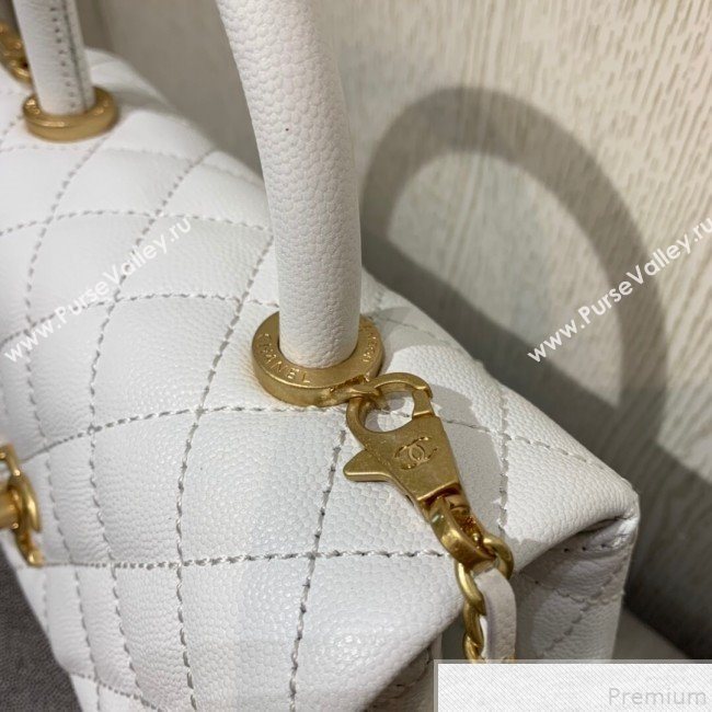 Chanel Small Grained Quilted Calfskin Coco Handle Flap Top Handle Bag White 2019 (SSZ-9050910)