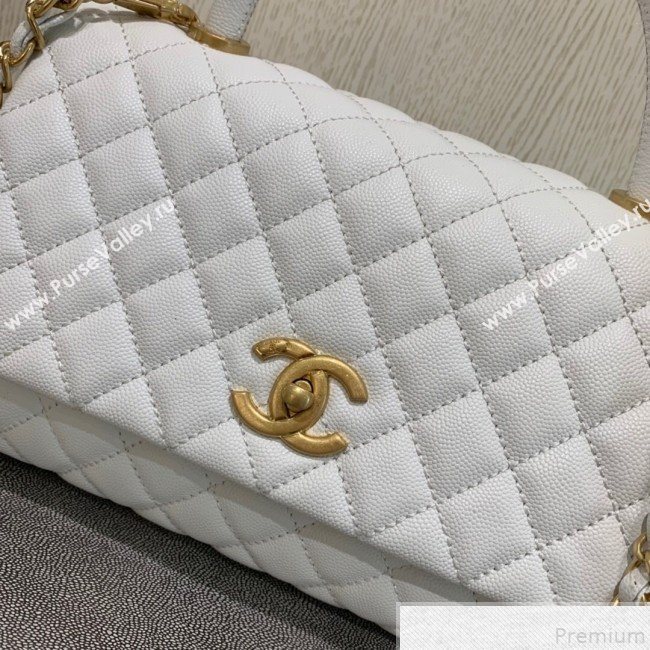 Chanel Grained Quilted Calfskin Coco Handle Flap Top Handle Bag White 2019 (SSZ-9050911)