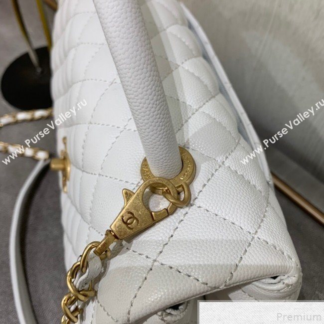 Chanel Grained Quilted Calfskin Coco Handle Flap Top Handle Bag White 2019 (SSZ-9050911)