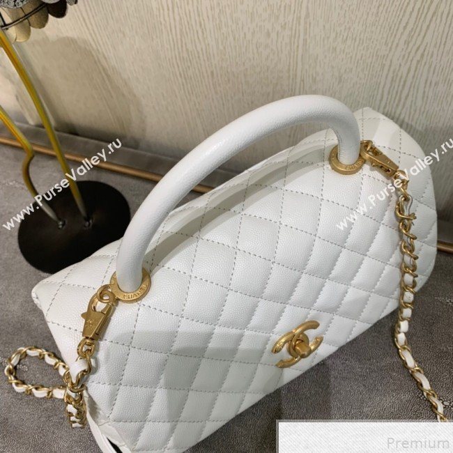 Chanel Grained Quilted Calfskin Coco Handle Flap Top Handle Bag White 2019 (SSZ-9050911)
