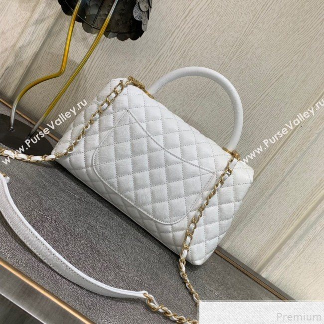 Chanel Grained Quilted Calfskin Coco Handle Flap Top Handle Bag White 2019 (SSZ-9050911)
